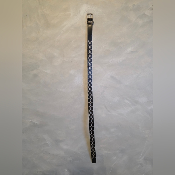 Vtg Mudd Black Leather Silver Rivet Punk Rock Emo Goth Belt XL 46'L - Picture 13 of 13